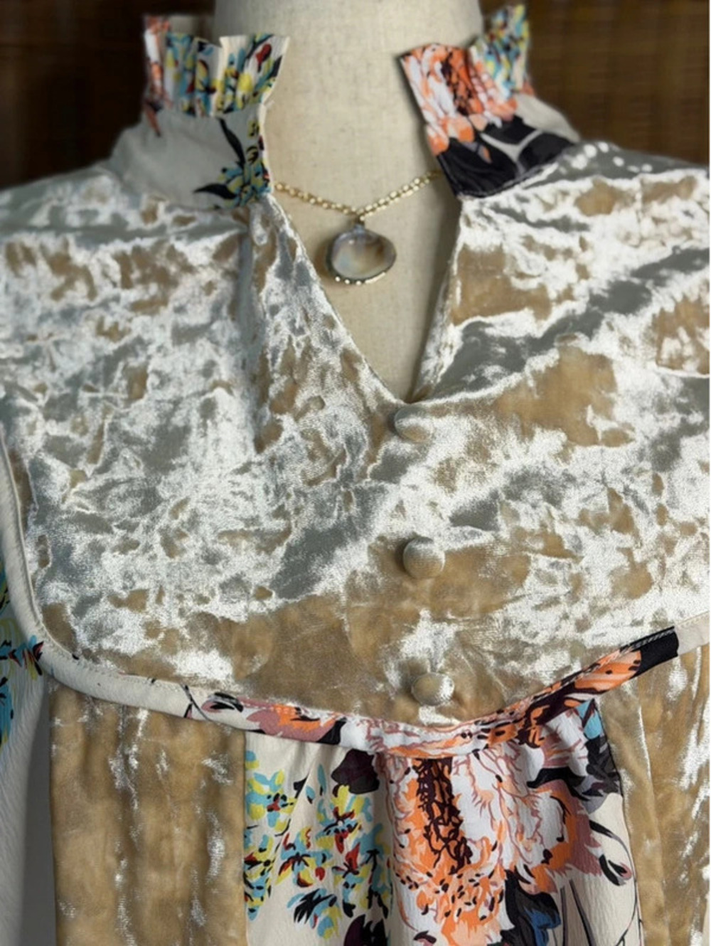 Boho Velour and silky Floral long sleeve Top -2XL - Picture 2 of 7